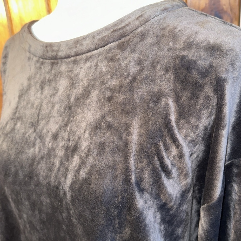 Pure Jill dark gray velour feel oversized  long sleeve top size S - Picture 4 of 9